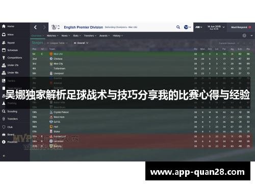 吴娜独家解析足球战术与技巧分享我的比赛心得与经验